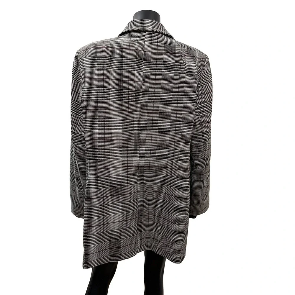 Calvin Klein Women's 18W Plaid Longline Blazer Glen Check Stretch NWOT
